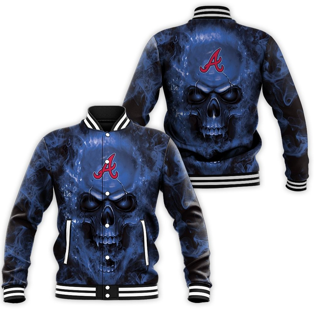 Atlanta Braves Mlb Fans Skull Baseball Jacket for Men Women