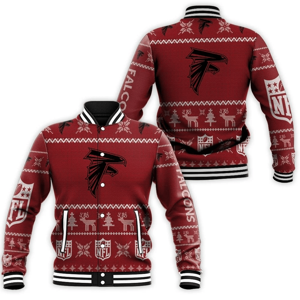 Atlanta Falcons Christmas 3d Baseball Jacket for Men Women