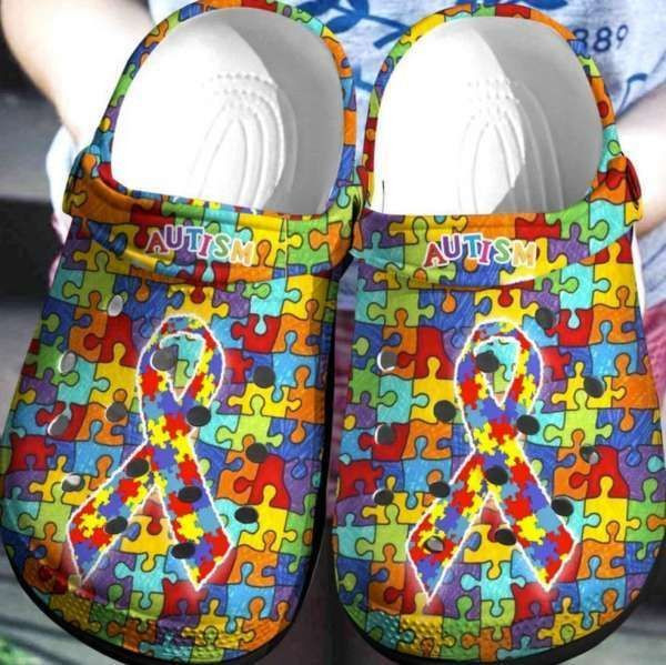 Autism Awareness Crocs Autism Ribbon Crocband Clog Shoes For Men Women