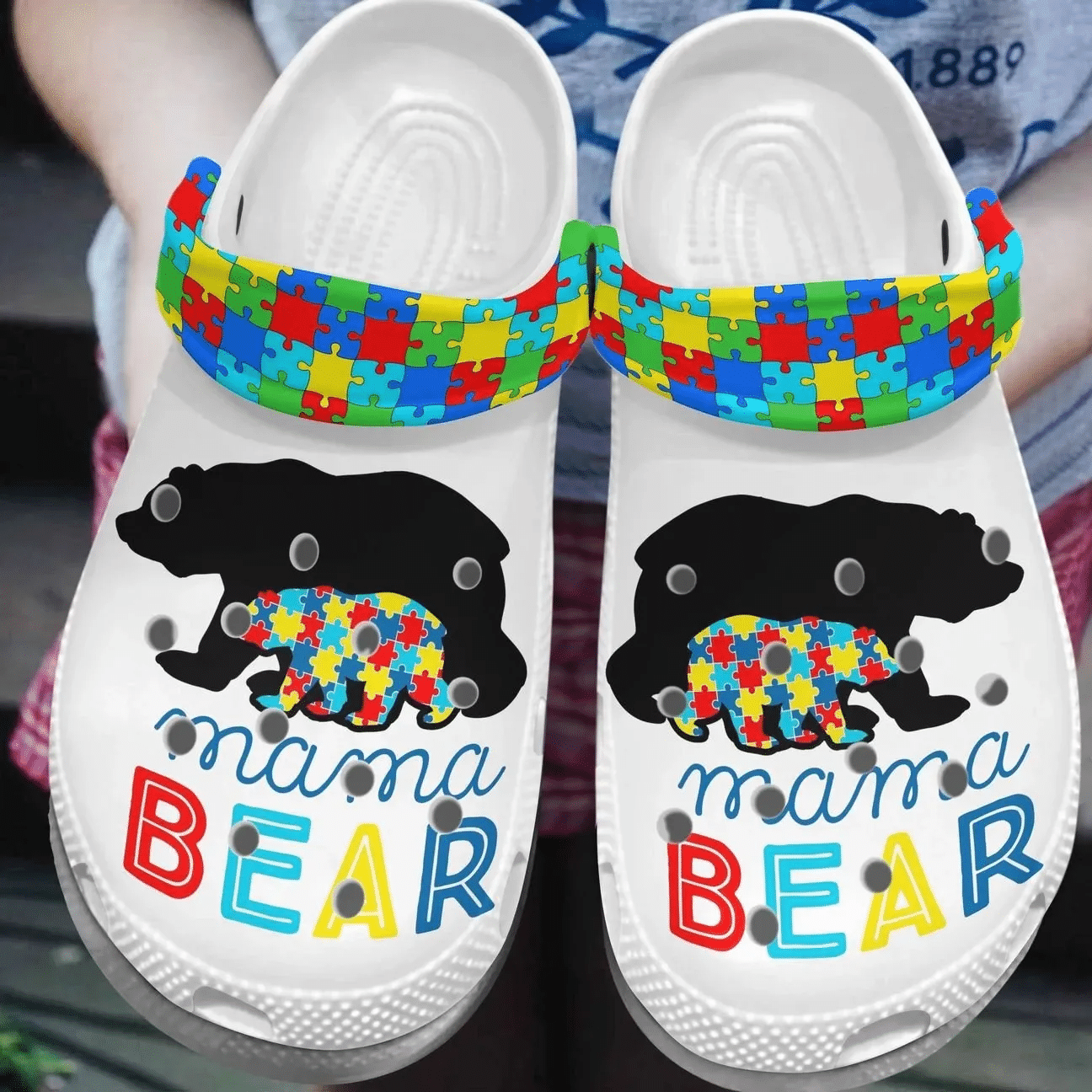 Autism Awareness Crocs Mama Bear Crocband Clog Shoes For Men Women
