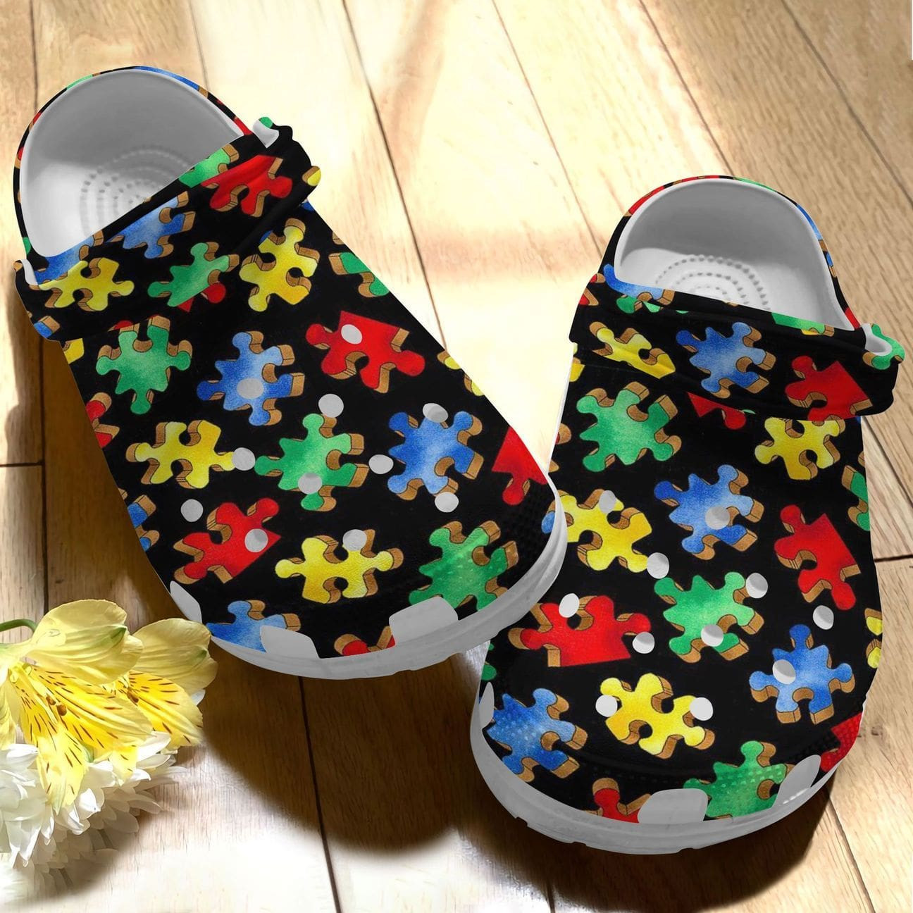 Autism Awareness Crocs Puzzle Crocband Clog Shoes For Men Women