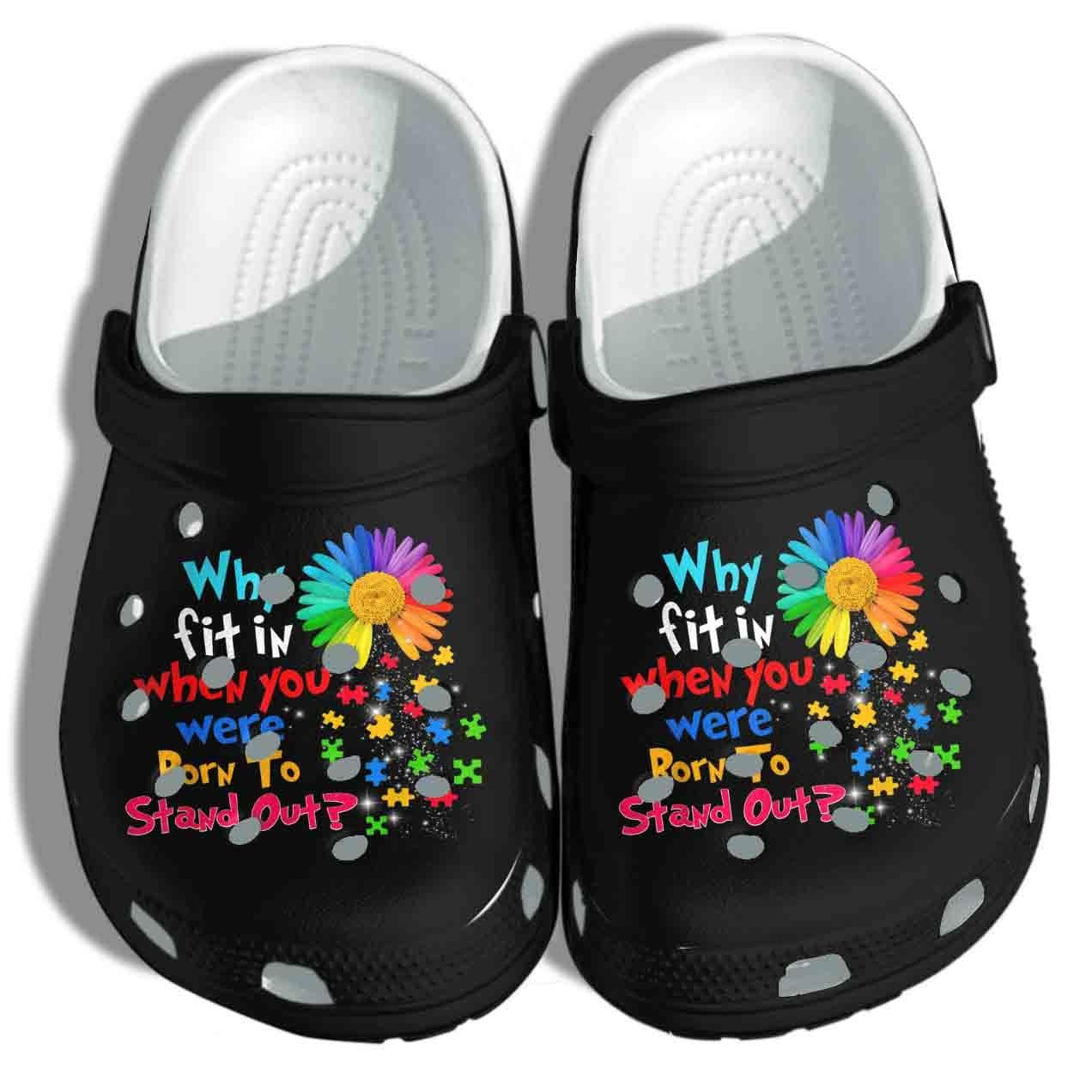Autism Awareness Crocs Puzzle Flower Born To Stand Out Crocband Clog Shoes For Men Women