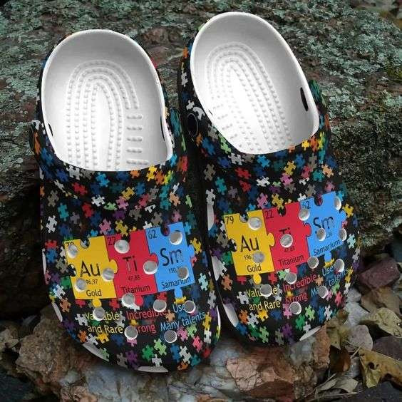 Autism Awareness Day Autism Puzzle Chemical Periodic Table Crocs Crocband Clog Shoes