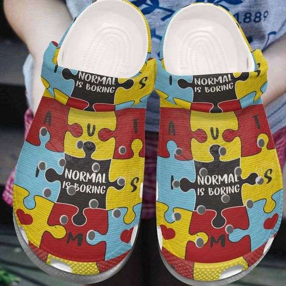 Autism Awareness Day Autism Puzzle Normal Is Boring Crocs Crocband Clog Shoes
