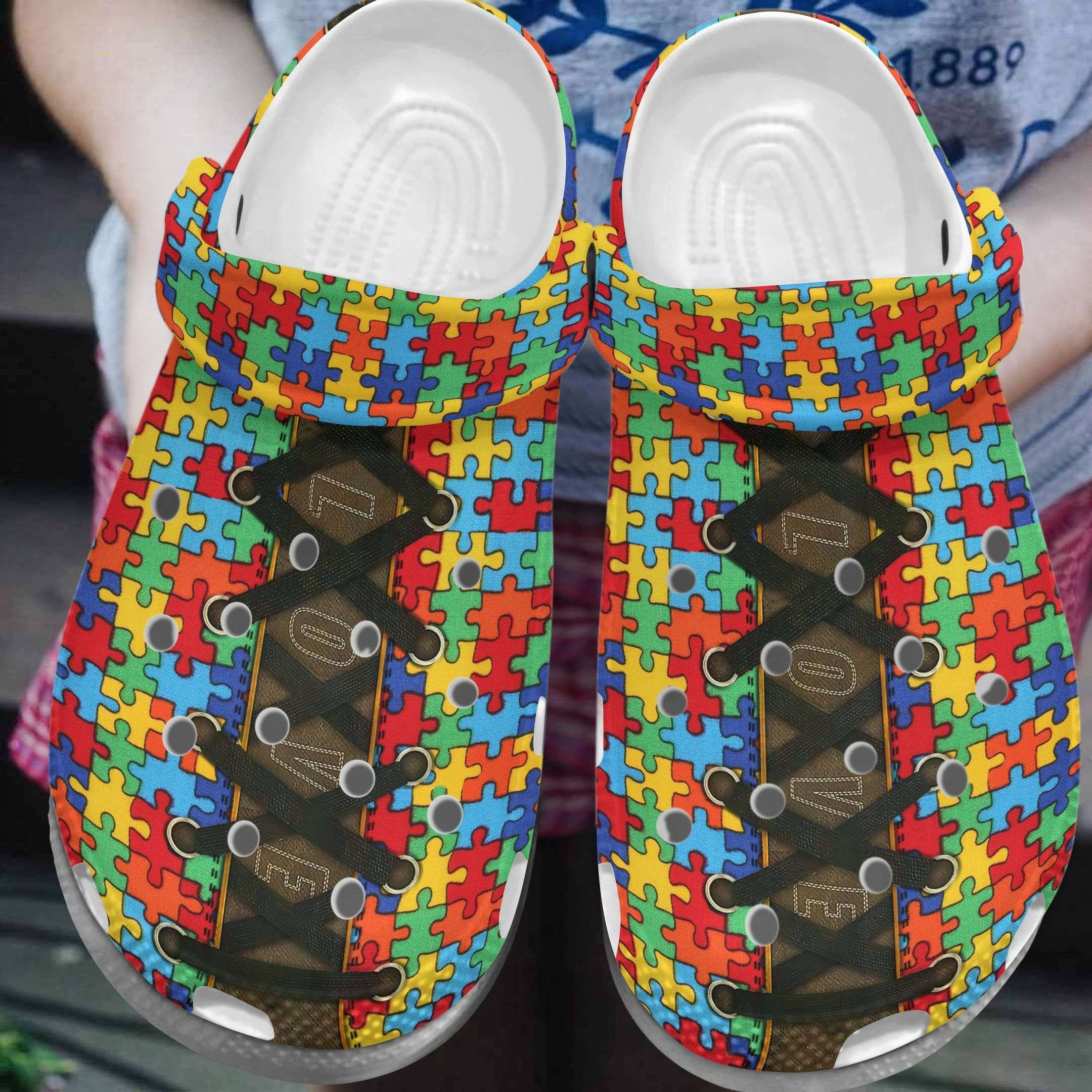 Autism Awareness Day Love Puzzle Pieces Crocs Crocband Clog Shoes