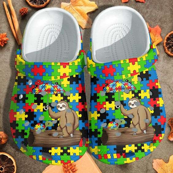 Autism Awareness Day Sloth And Turtle Puzzle Pieces Crocs Crocband Clog Shoes
