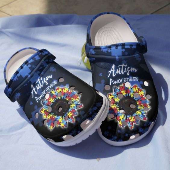 Autism Awareness Day Sunflower Puzzle Pieces Crocs Crocband Clog Shoes