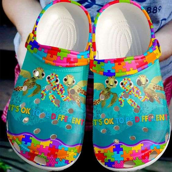 Autism Awareness Day Turtles Its Ok To Be Different Crocs Crocband Clog Shoes