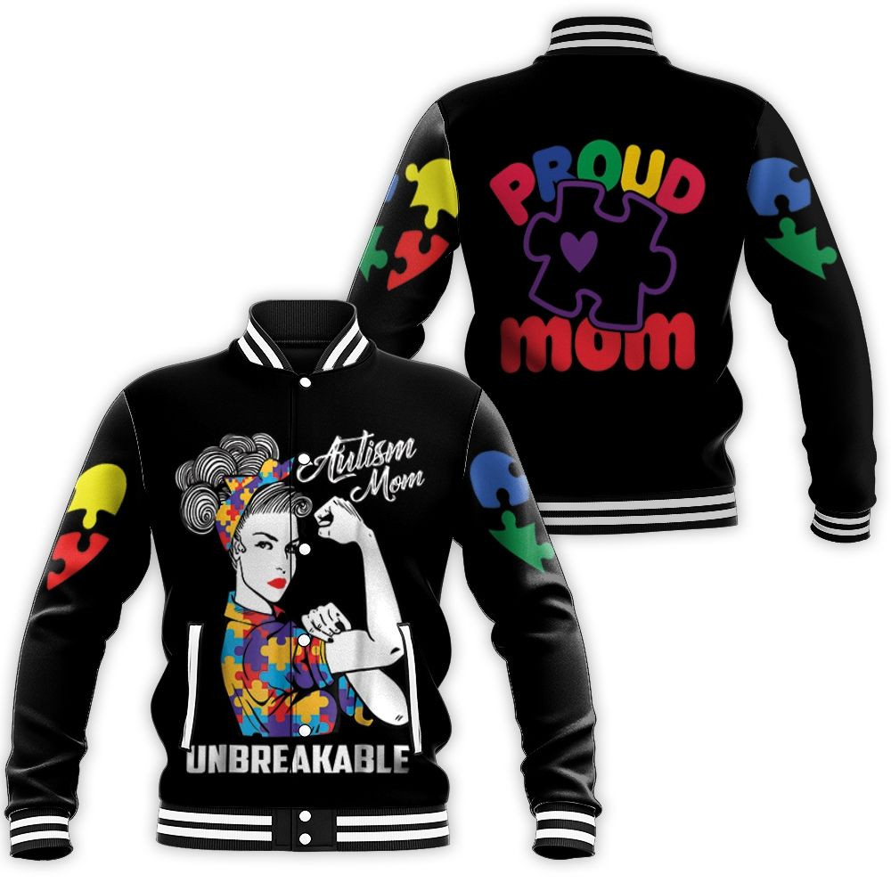 Autism Mom Unbreakable Baseball Jacket for Men Women