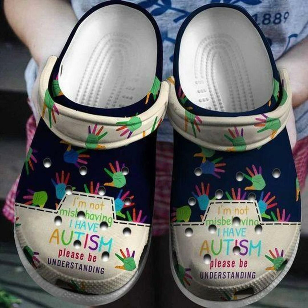 Autism Personalized Hand 6 Gift For Lover Rubber Crocs Clog Shoes Comfy Footwear