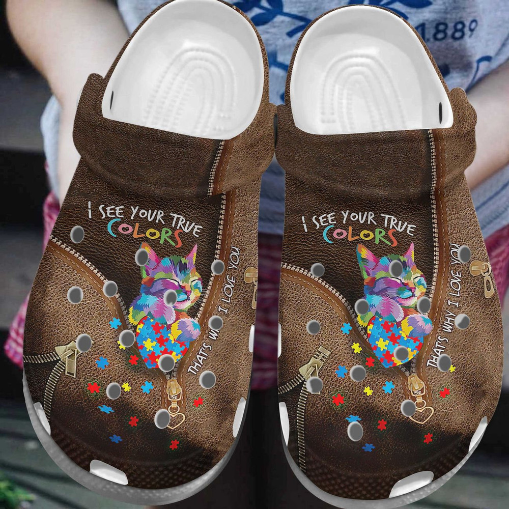 Autism True Colors For Mens And Womens Gift For Fan Classic Water Rubber Crocs Clog Shoes Comfy Footwear