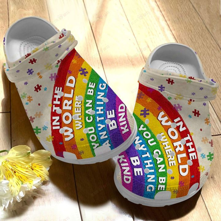 Autism White Sole Be Kind In This World Crocs Classic Clogs Shoes