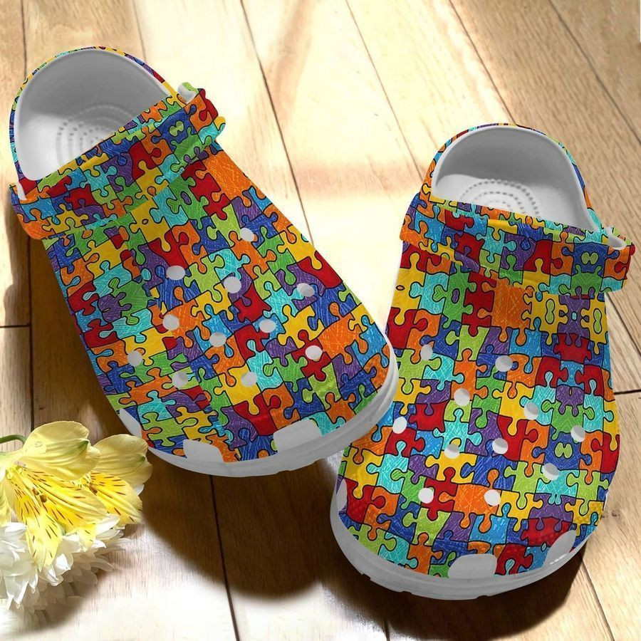 Autism Whitesole Autism Pattern Crocs Clog Shoes