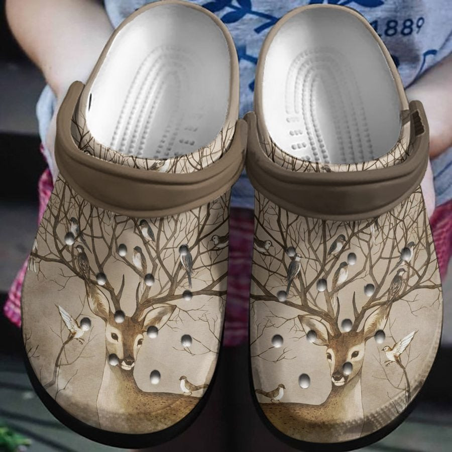 Autumn Tree Horn Deer Crocs Clog Shoes Birthday Gifts For Male Female