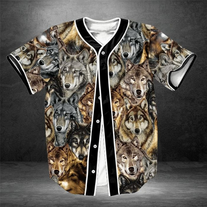 Awesome Wolf Gift For Lover Baseball Jersey