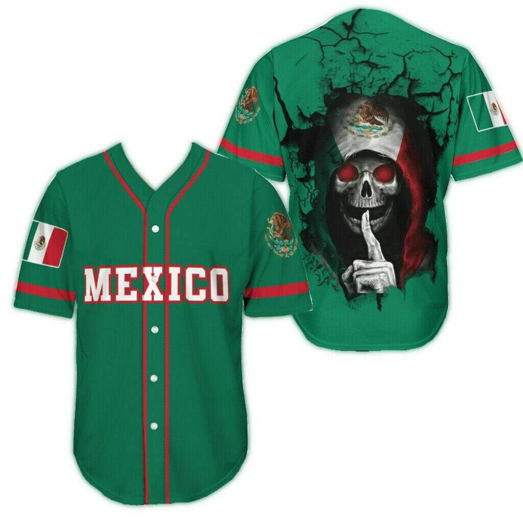 Aztec Mexican Skull Green Personalized 3d Baseball Jersey