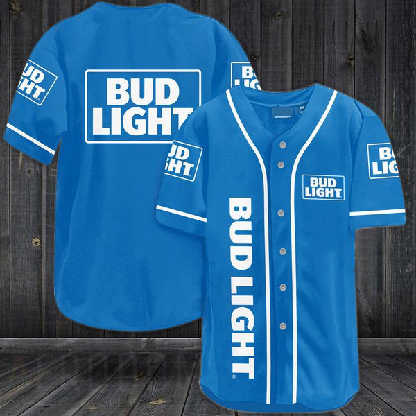 Azure Bud Light Baseball Jersey, Unisex Jersey Shirt for Men Women