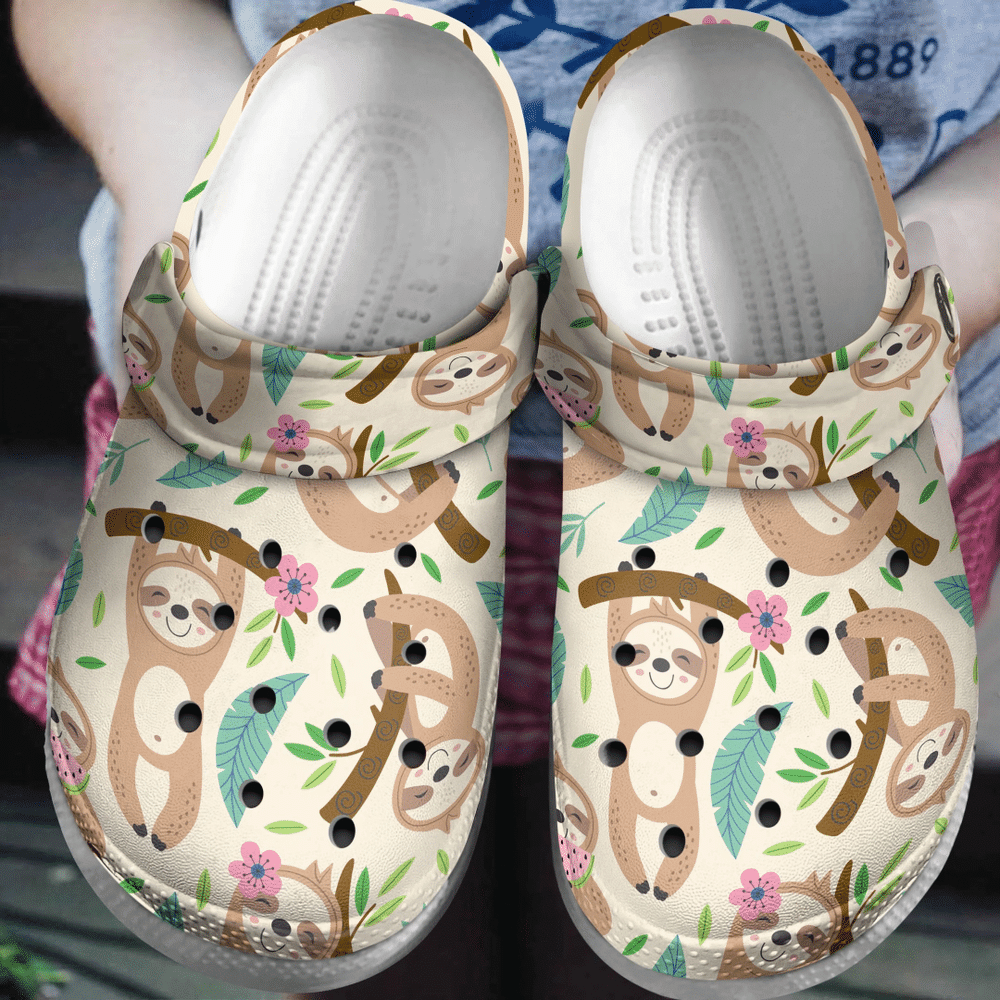 Baby Cute Sloth Funny Animal Gift For Lover Rubber Crocs Clog Shoes Comfy Footwear