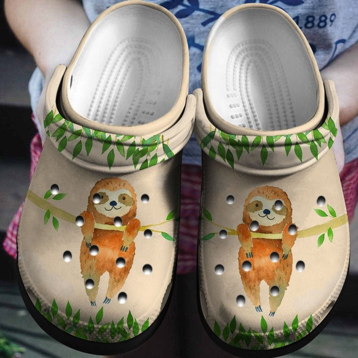 Baby Sloth Custom Shoes Cute Sloth Hanging On Tree Crocs Gift For Boy Girl