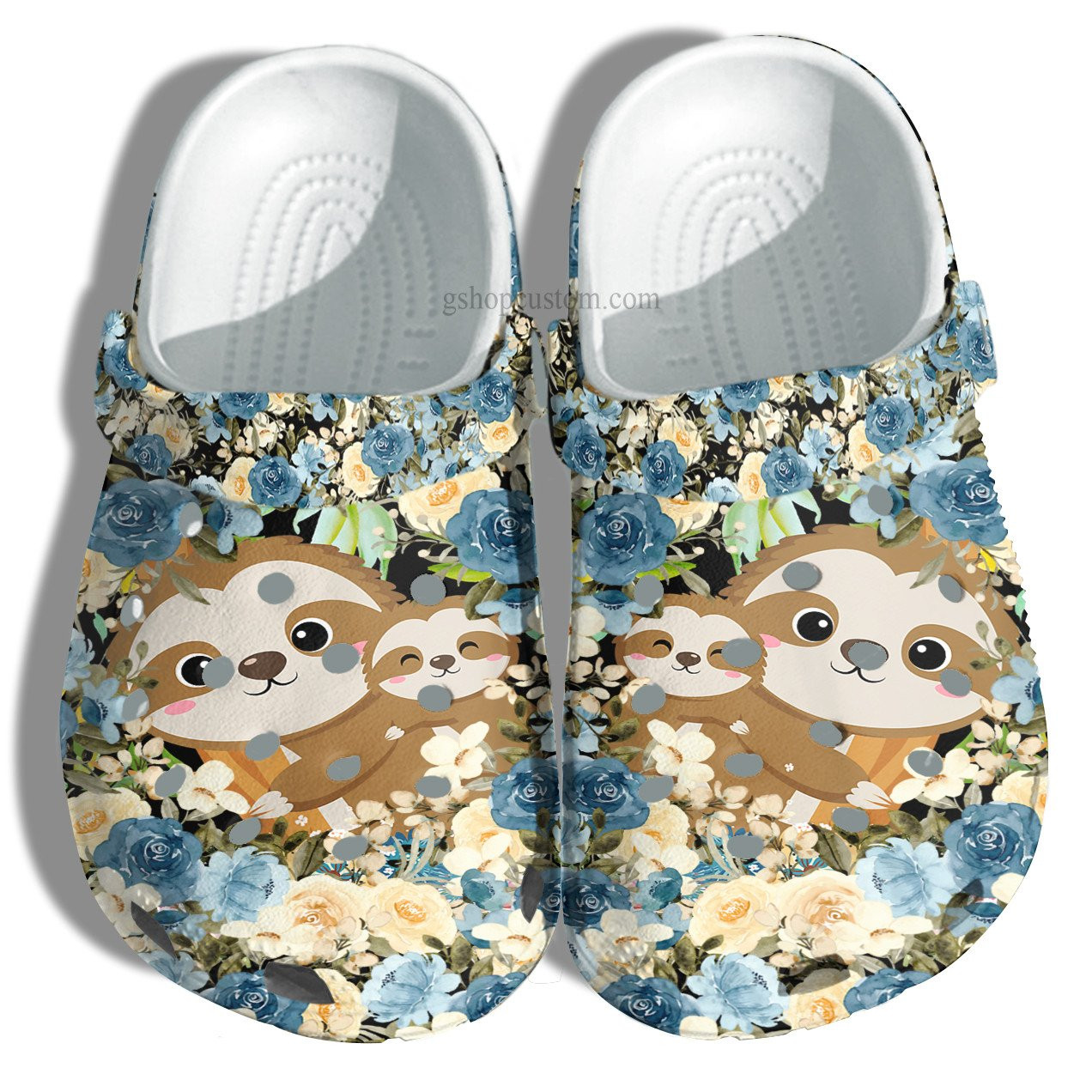 Baby Sloth Mom Flower Crocs Shoes - Sloth Grandma Shoes Croc Clogs