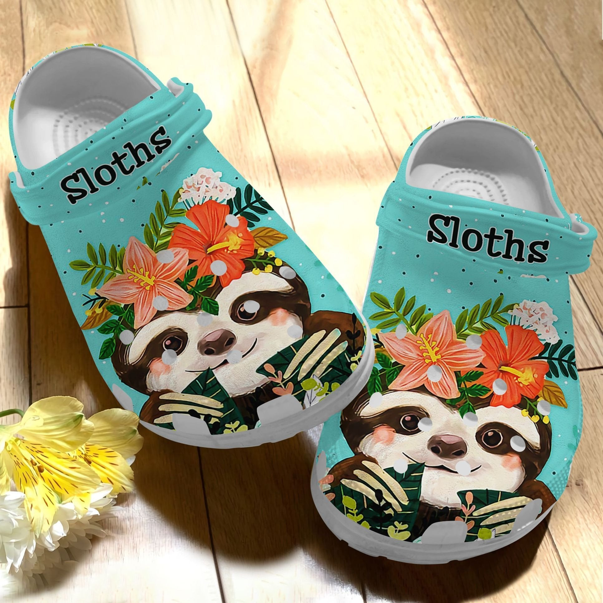 Baby Sloth With Flower Crown Shoes - Baby Animal Crocs Clog Gift For Birthday
