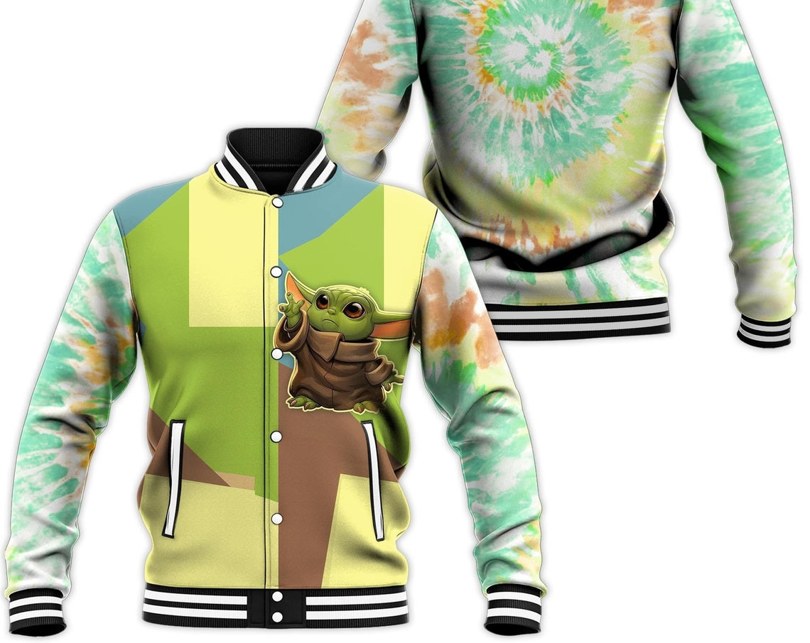 Baby Yoda Disney Cartoon Personalized Baseball Jacket for Men Women