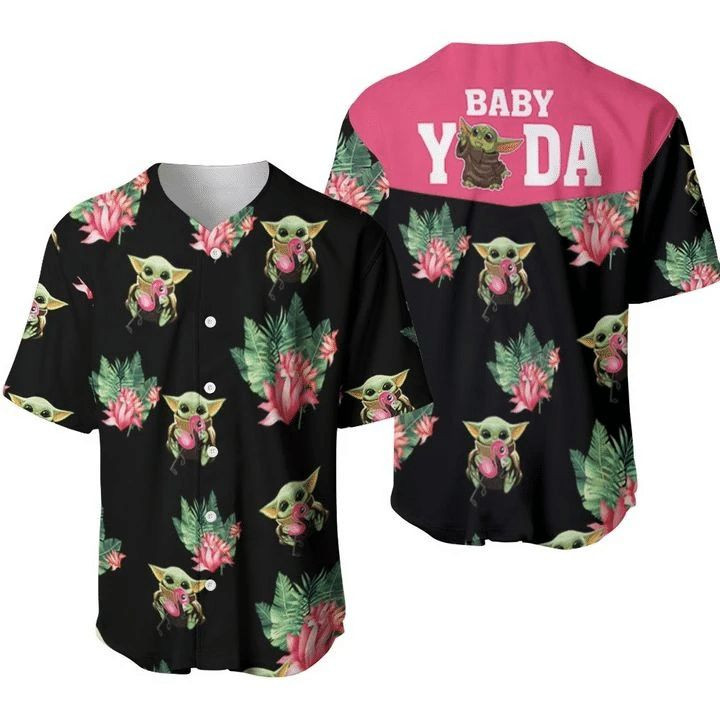 Baby Yoda Flamingo Hawai 456 Gift For Lover Baseball Jersey