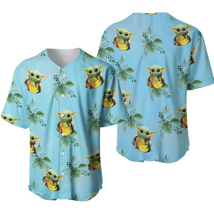 Baby Yoda Peaches Hawai Gift For Lover Baseball Jersey, Unisex Jersey Shirt for Men Women