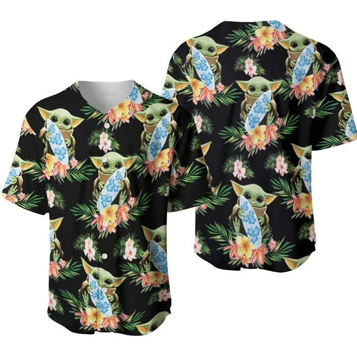 Baby Yoda Surf Board Hawai Gift For Lover Baseball Jersey, Unisex Jersey Shirt for Men Women