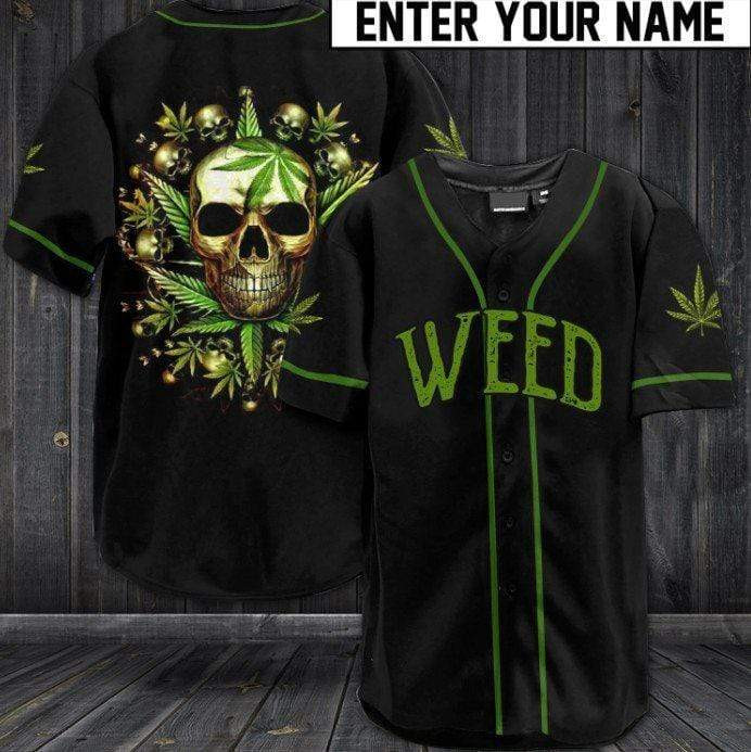 Badass Skull Stoner Weed Personalized 3d Baseball Jersey vi