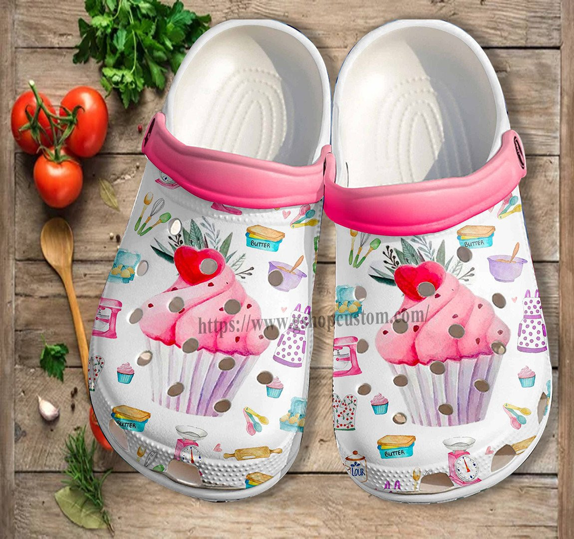 Baking Mom Pink Crocs Shoes Gift Chef Grandma – Kitchen Cake Baking Shoes Croc Clogs Mother Day Gift