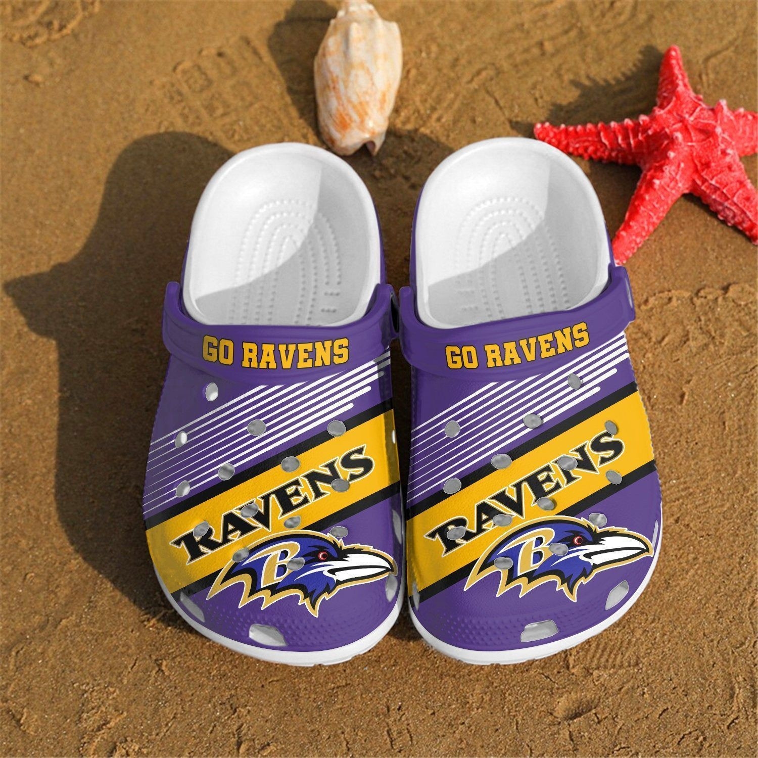 Baltimore Ravens Go Ravens Gift For Fan Rubber Crocs Crocband Clogs