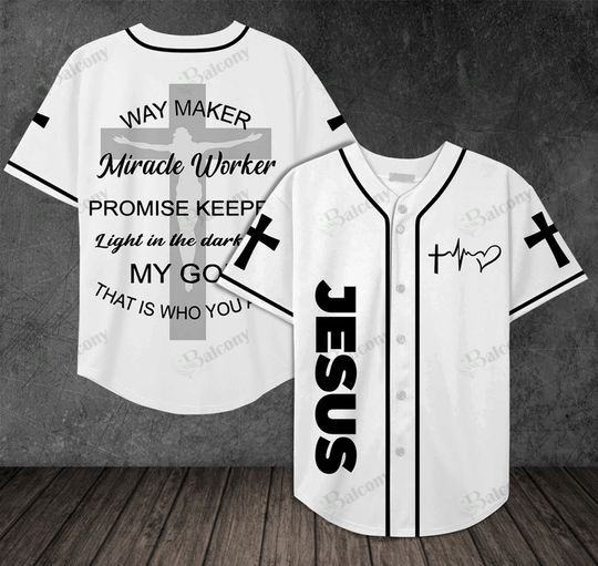 Bampampw Jesus Way Maker Promise Keeper Light In The Darkness Personalized 3d Baseball Jersey kv