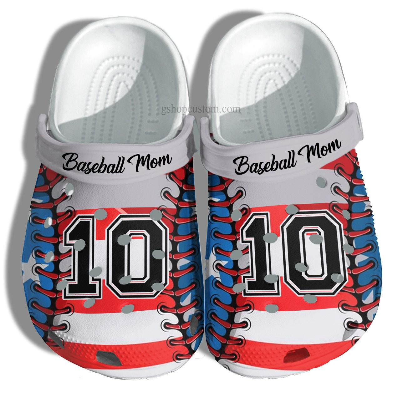 Baseball America Flag Croc Shoes Customize Name Number Player- Baseball 4Th Of July Crocs Shoes Gift Birthday Son