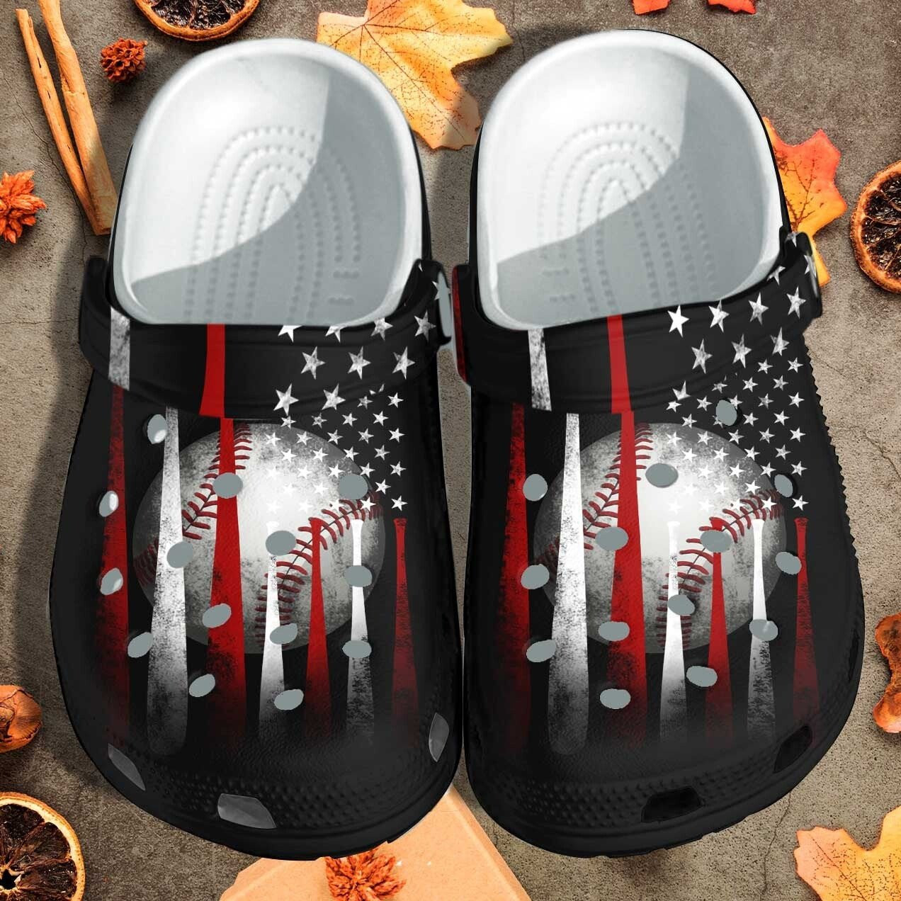 Baseball Ball America Flag Custom Crocs Shoes Clogs - Baseball Lover Gifts Shoes For Son Husband