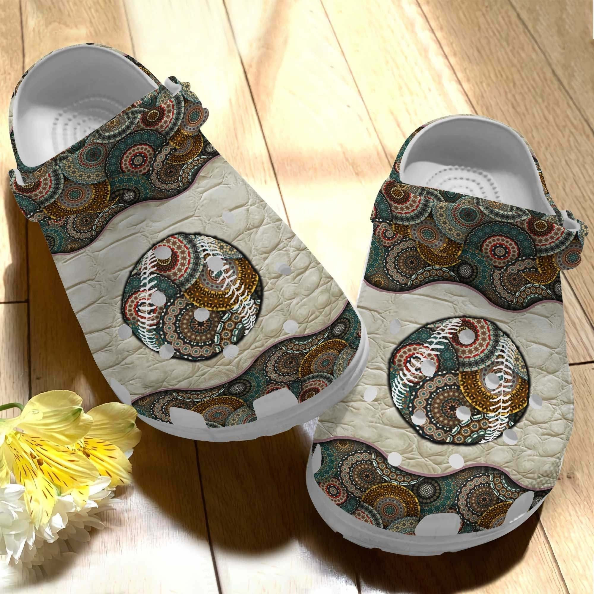 Baseball Ball Hippie Crocs Shoes Clogs For Hippie Girl - Peace Baseball Custom Crocs Shoes Clogs