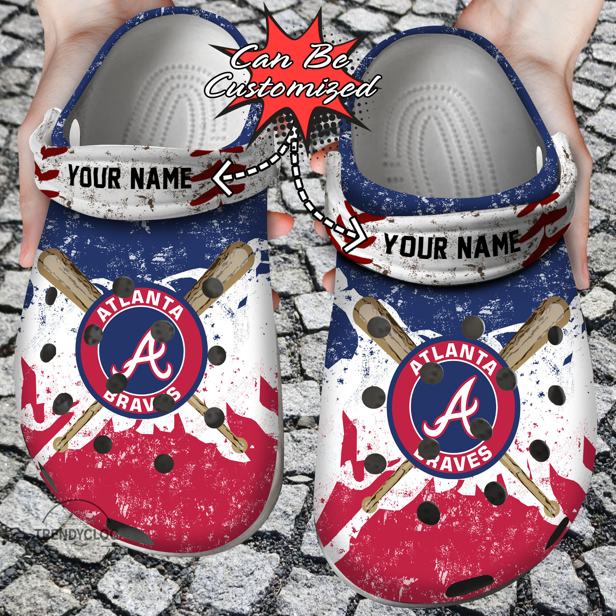 Baseball Crocs ABraves Personalized Watercolor New Clog Shoes