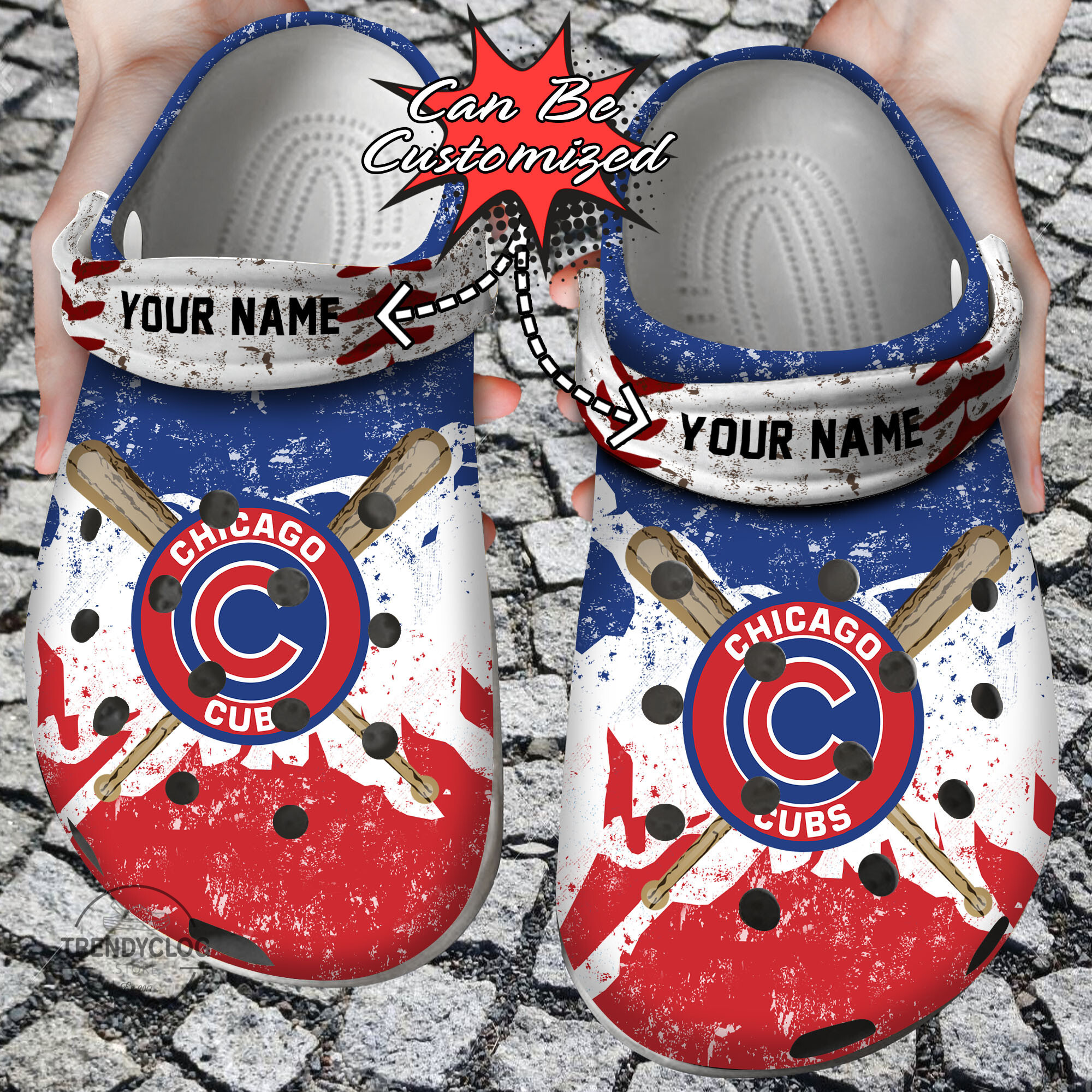 Baseball Crocs CCubs Personalized Watercolor New Clog Shoes