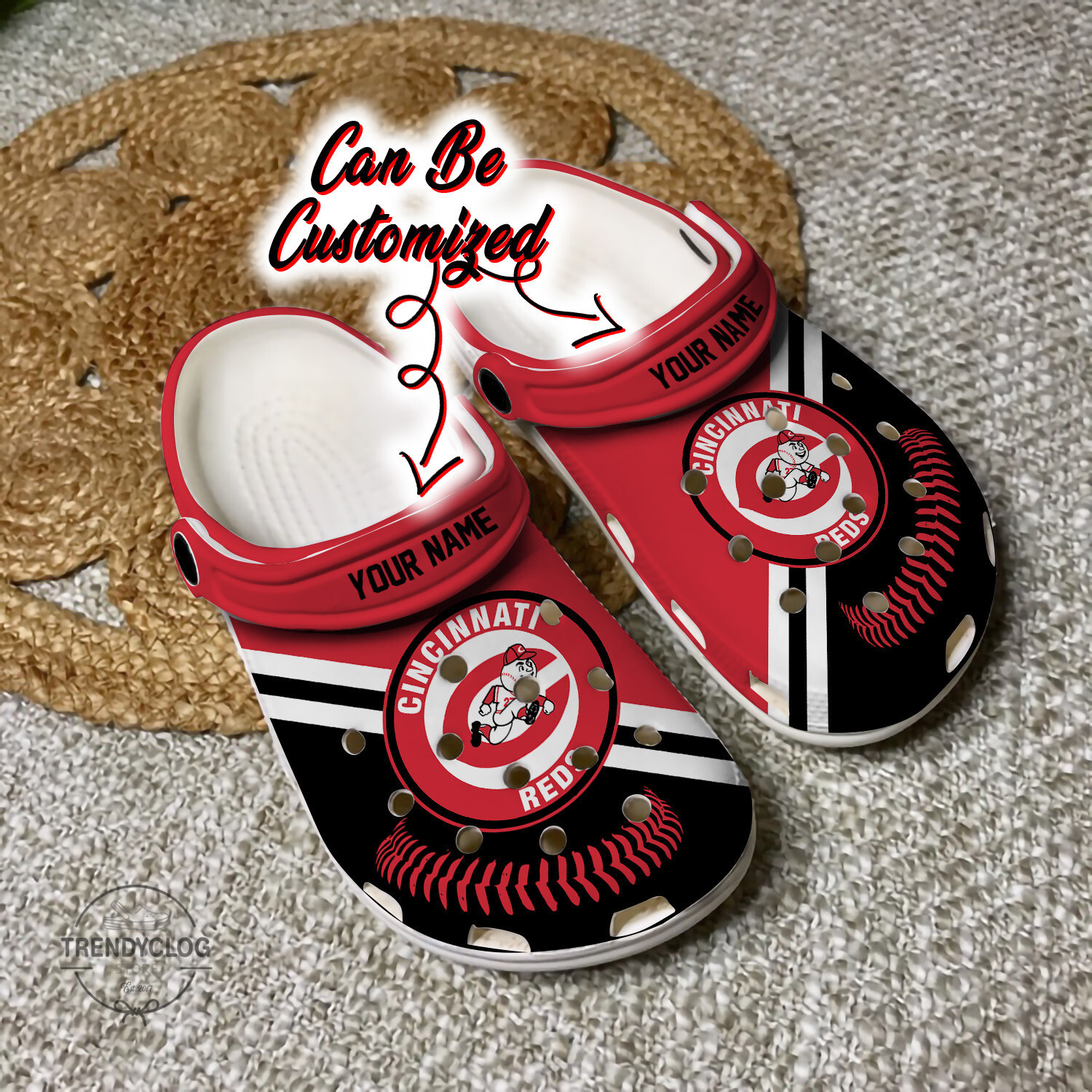 Baseball Crocs CReds Personalized Baseball Logo Team Clog Shoes