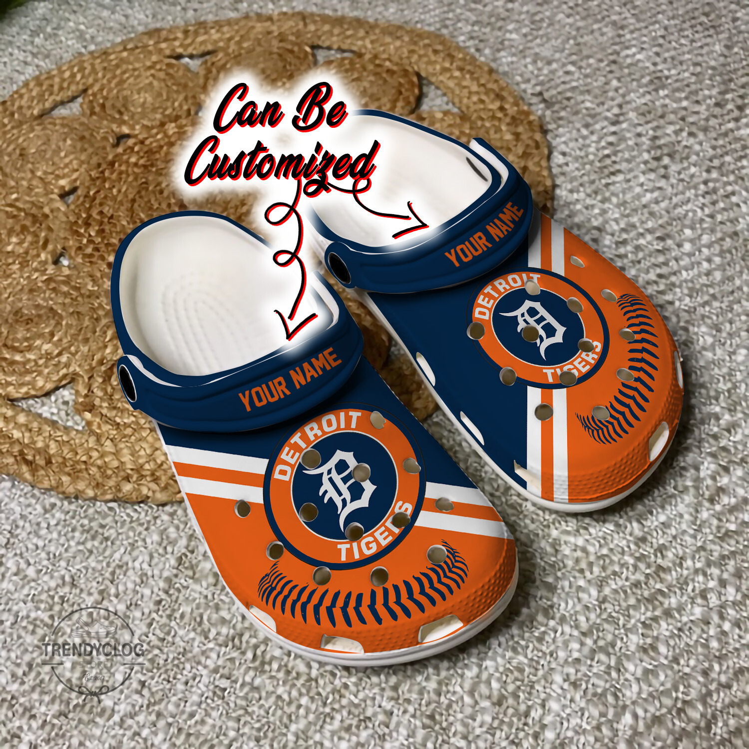 Baseball Crocs DTigers Personalized Baseball Logo Team Clog Shoes