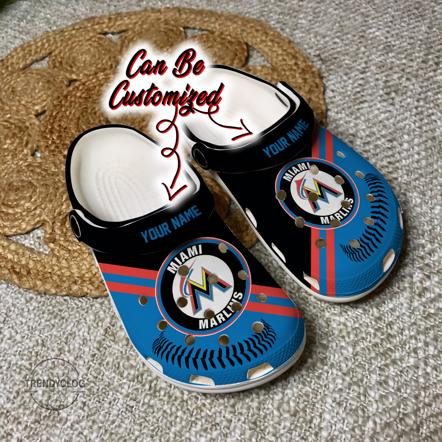 Baseball Crocs MMarlins Personalized Baseball Logo Team Clog Shoes