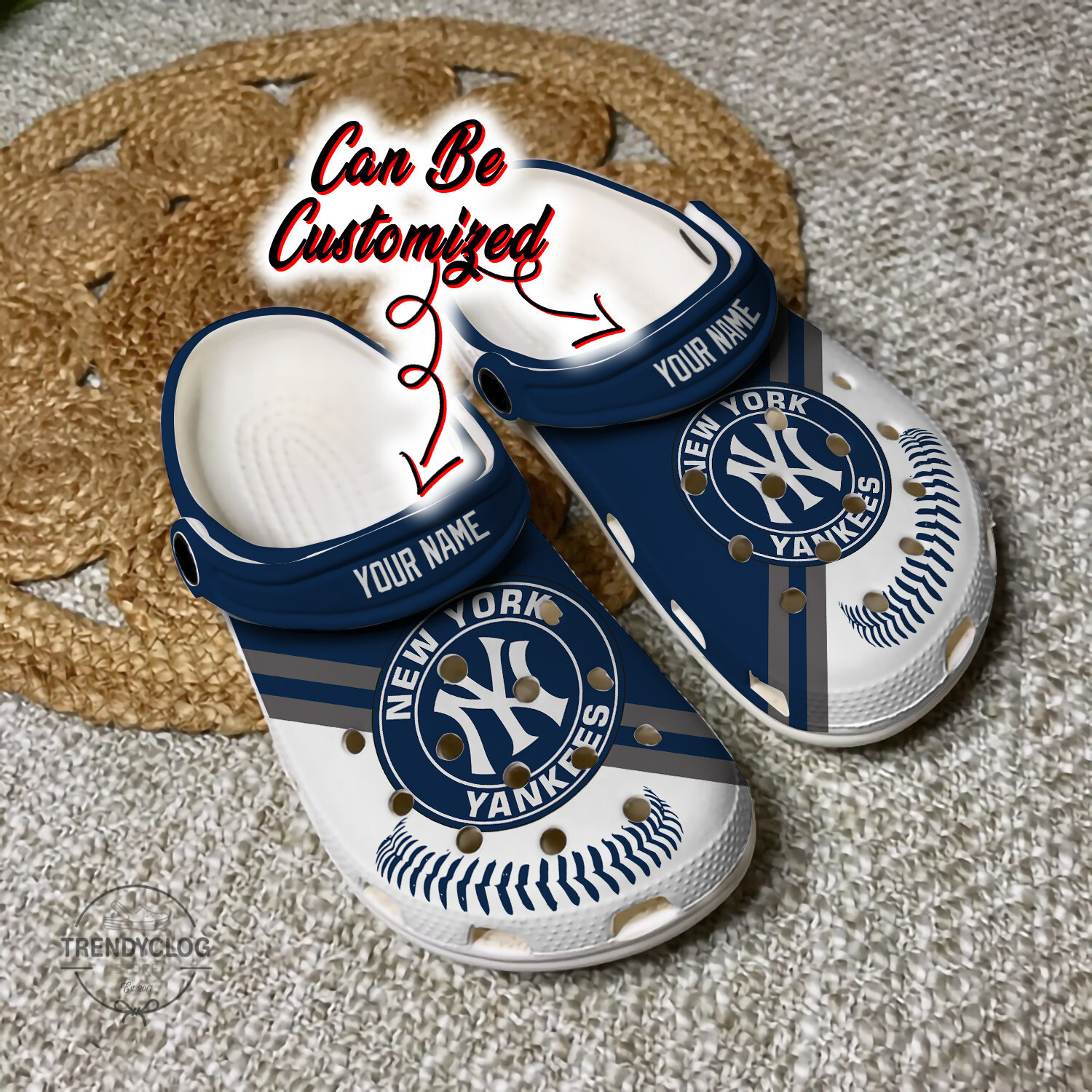 Baseball Crocs NY Yankees Personalized Baseball Logo Team Clog Shoes