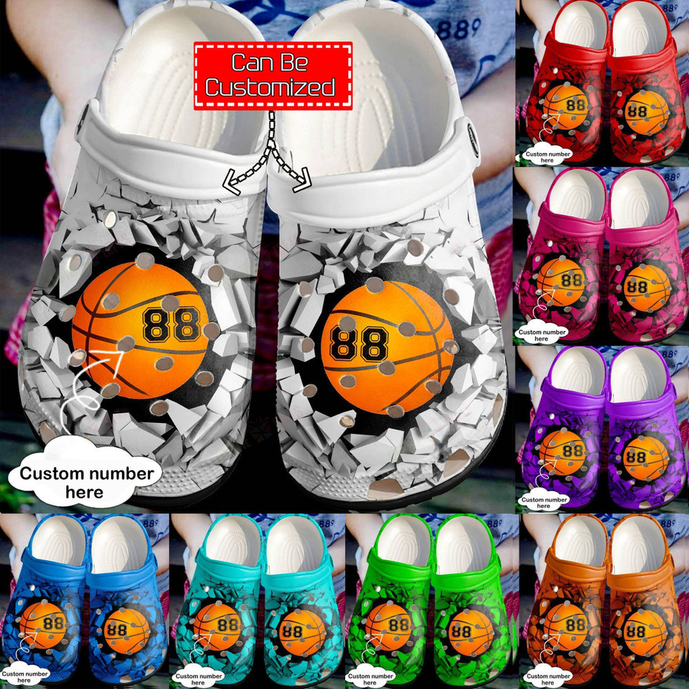 Baseball Crocs - Personalized Basketball Broken Wall Clog Shoes For Men And Women