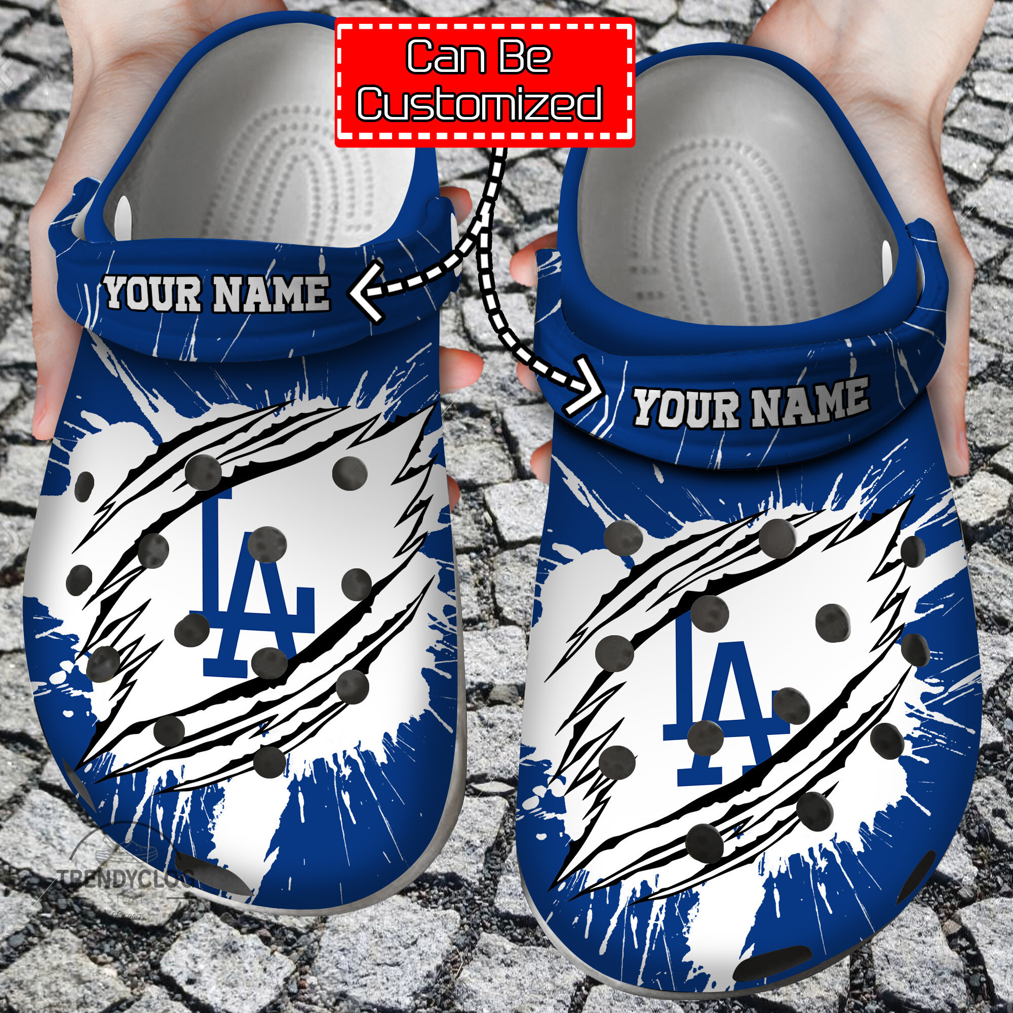 Baseball Crocs Personalized LA Dodgers Ripped Claw Clog Shoes