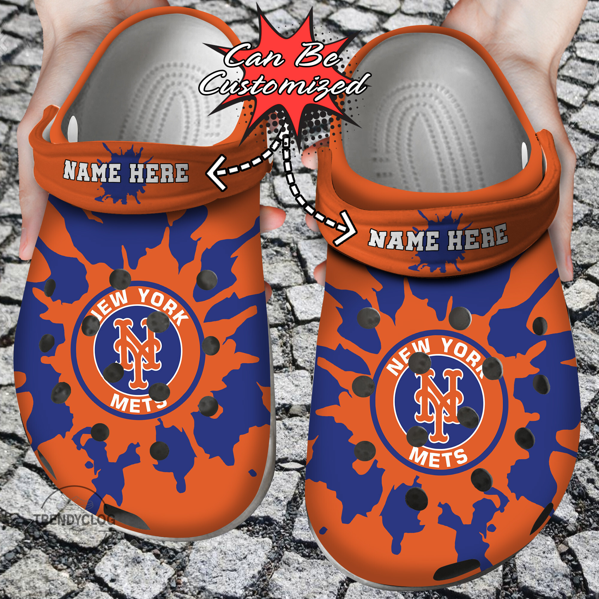 Baseball Crocs Personalized NY Mets Color Splash Clog Shoes