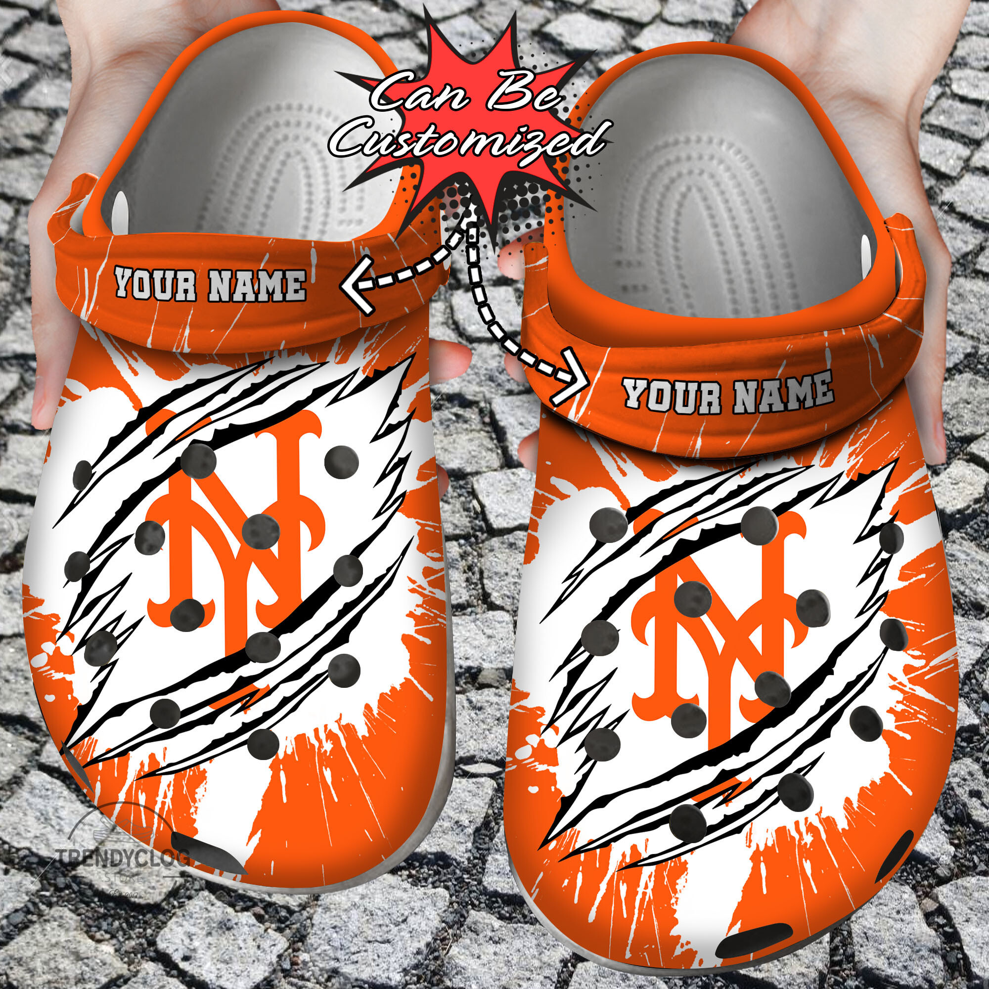 Baseball Crocs Personalized NY Mets Ripped Claw Clog Shoes