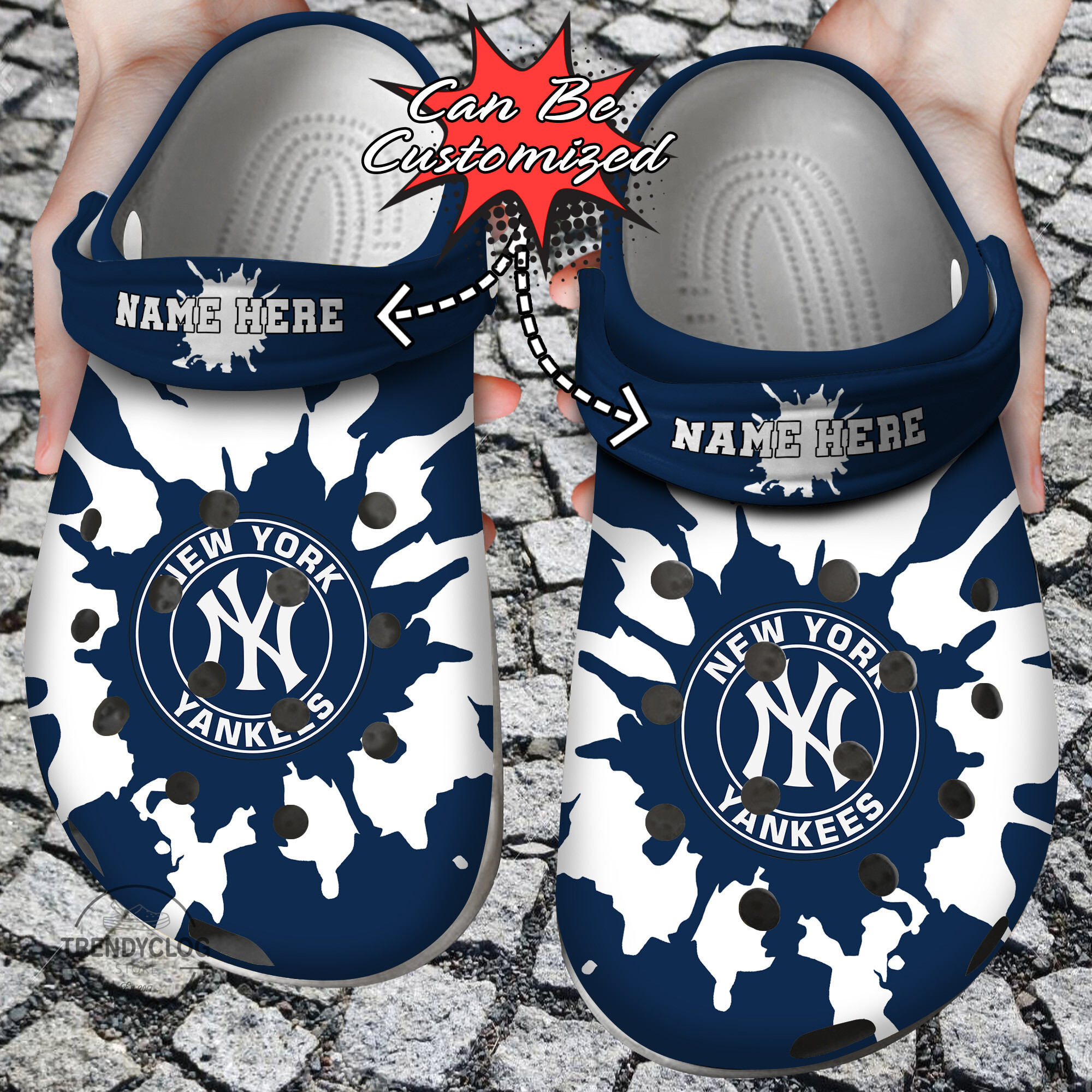 Baseball Crocs Personalized NY Yankees Color Splash Clog Shoes