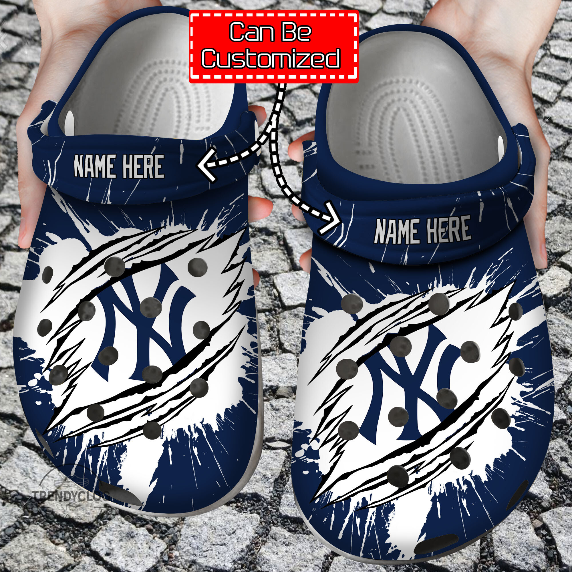 Baseball Crocs Personalized NY Yankees Ripped Claw Clog Shoes