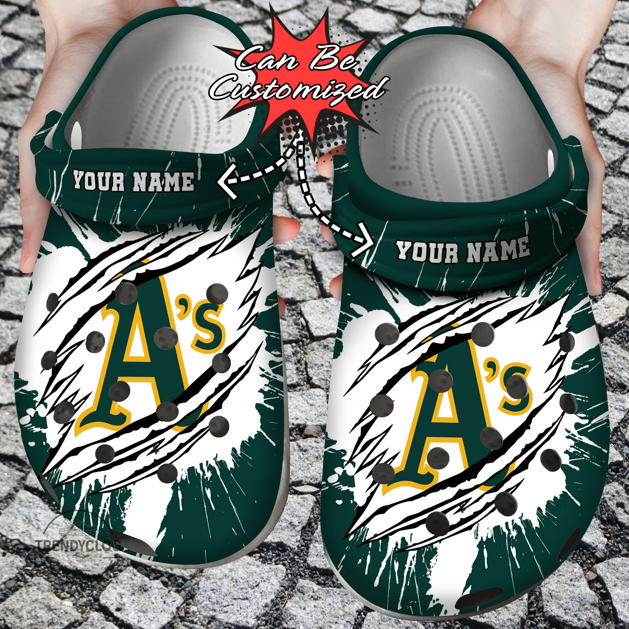 Baseball Crocs Personalized OAthletics Ripped Claw Clog Shoes