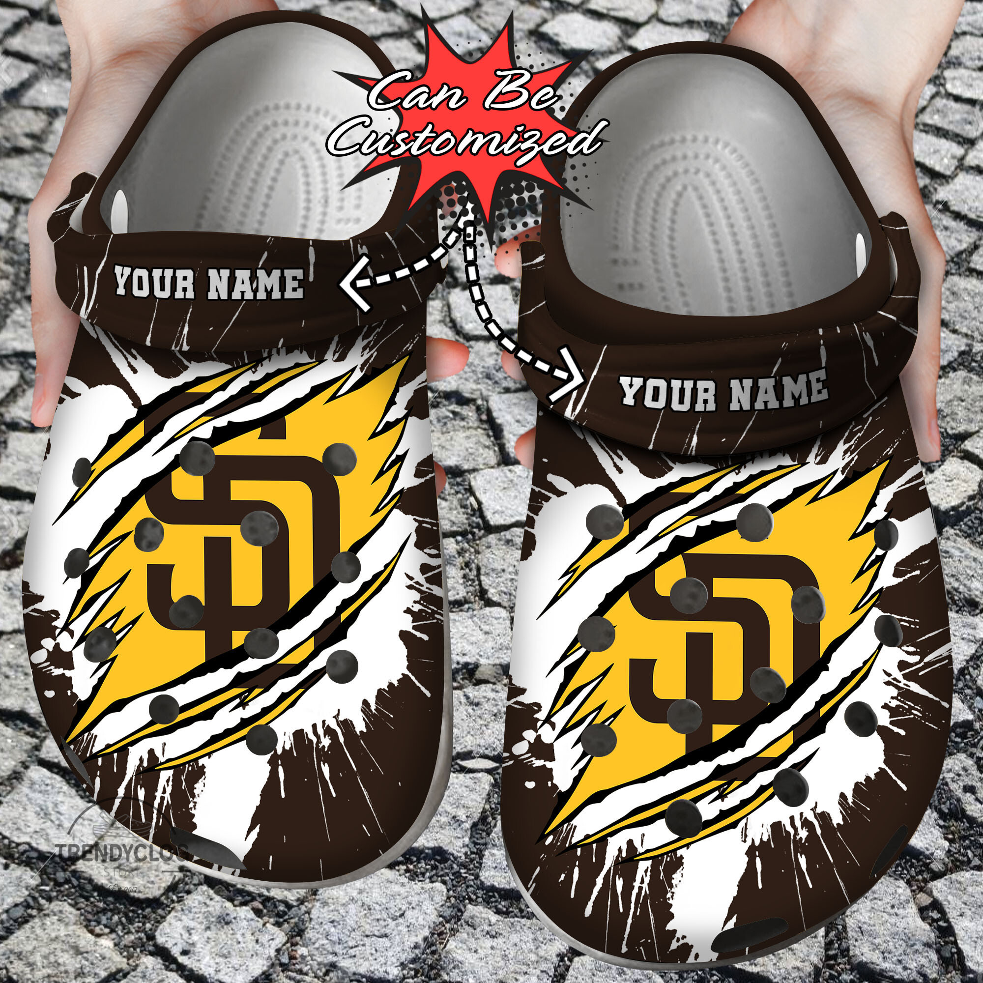 Baseball Crocs Personalized SD Padres Ripped Claw Clog Shoes